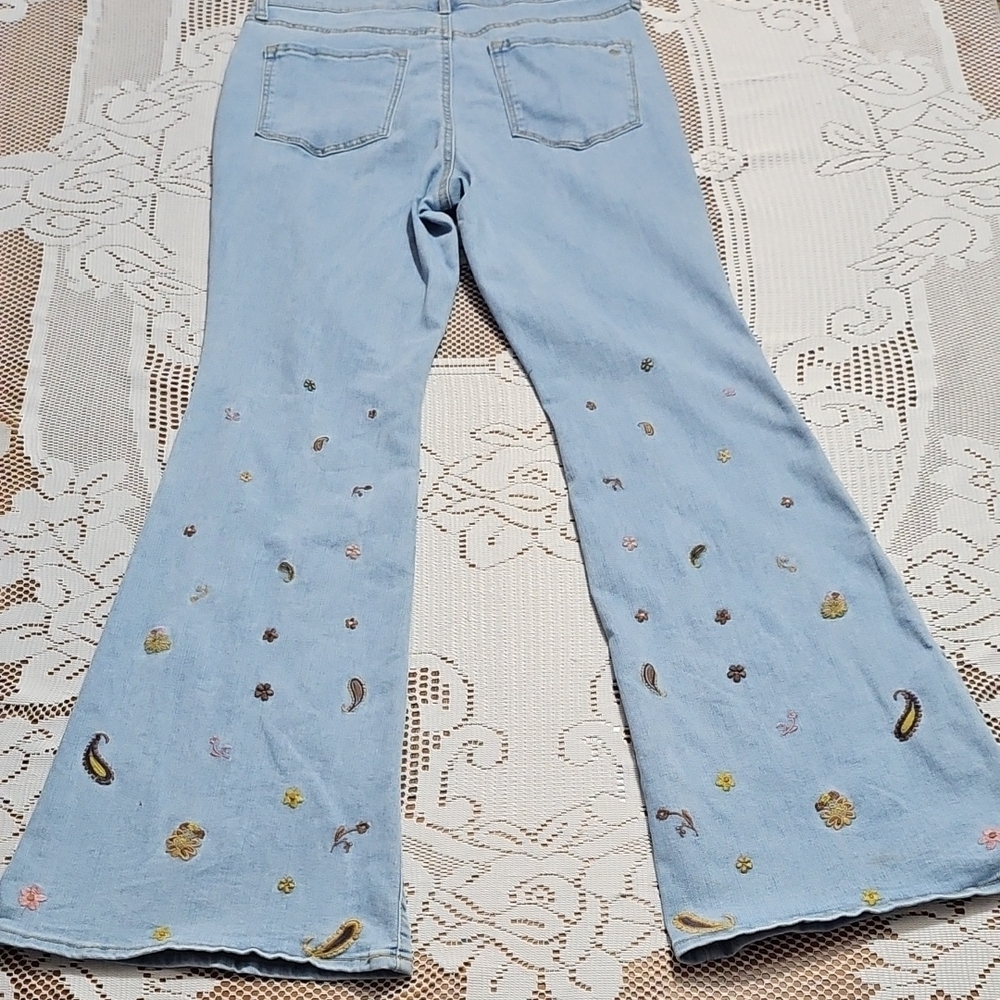 Jessica Simpson Light Blue Embroidered Flare Jeans - Picture 10 of 10